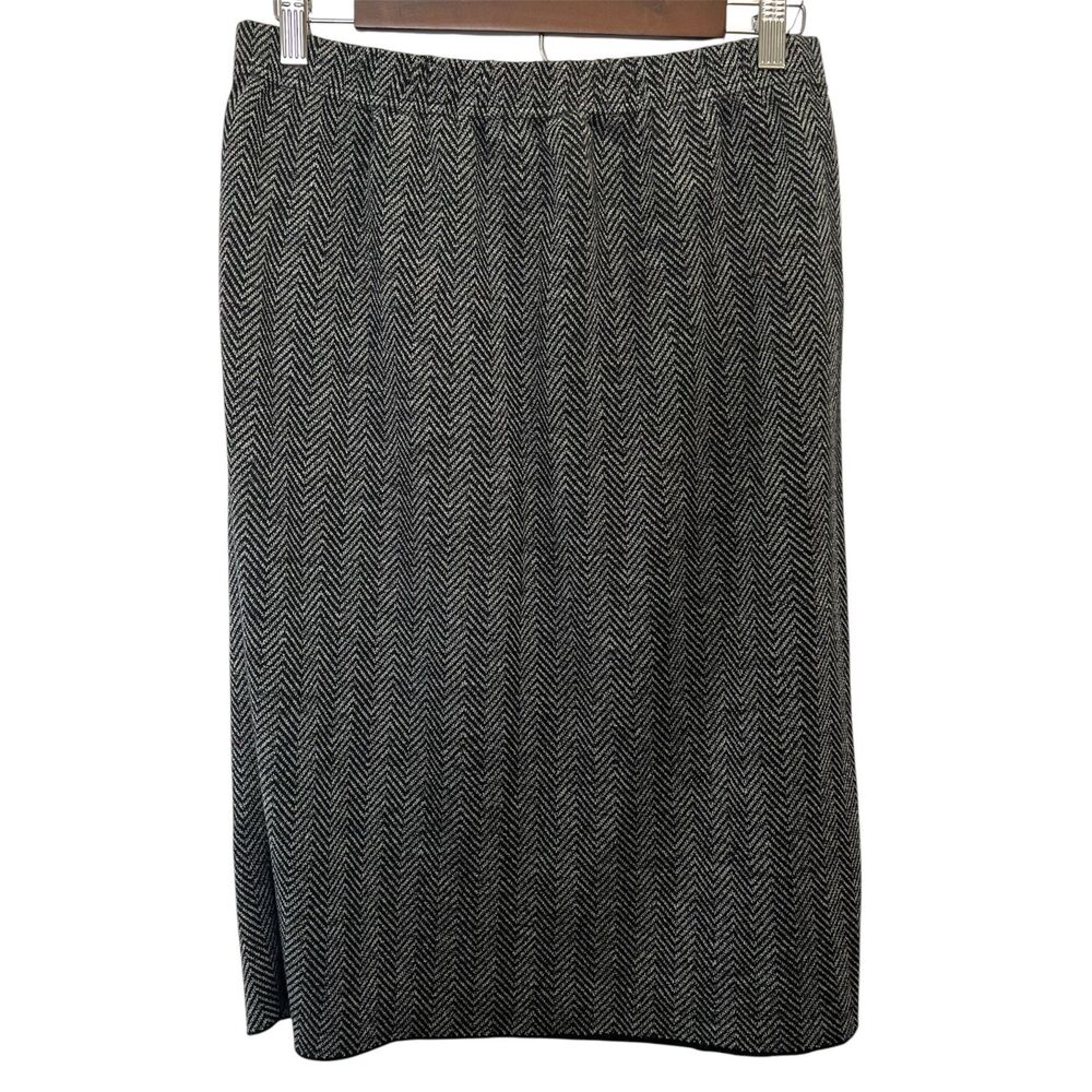 Karen Lessly Knitted Womens Grey and Black Skirt Size XL 100% Acrylic Career